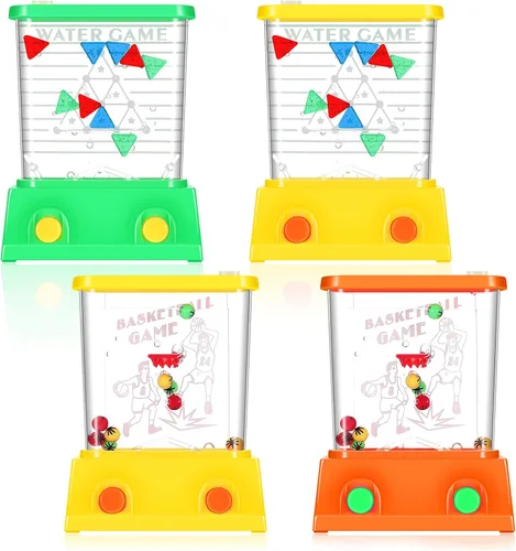 Vista 11 de Gejoy Juego de 4 piezas de juguetes de agua de mano para canasta de Pascua para niños, juego de mano para lanzar anillos de agua, mini retro