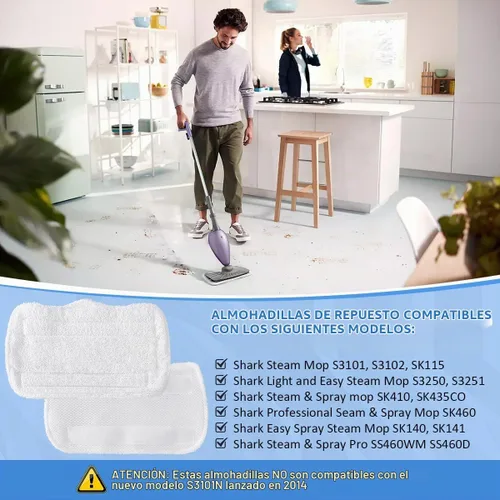 Vista 5 de EAGLEGGO Almohadillas de microfibra de repuesto para trapeador de vapor Shark S3251 SE200 4 paquetes