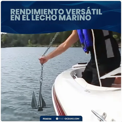 Vista 3 de Five Oceans Fluke - Anclaje para barco, acero galvanizado, anillo deslizante, anclajes de lancha de alta resistencia para kayak, bote, tabla