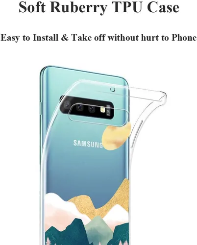 Vista 29 de Unov Funda para Galaxy S10, transparente con diseño en relieve, flor Flor estética