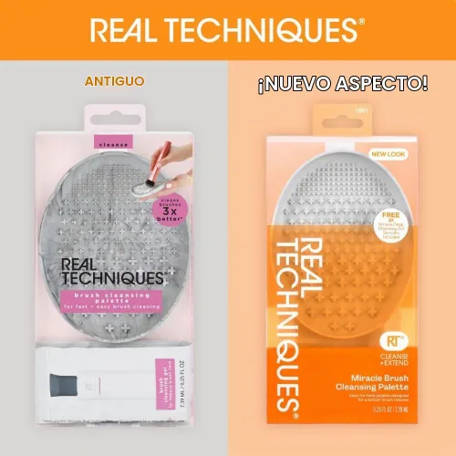 Vista 2 de Real Techniques Miracle Brush - Paleta limpiadora de brochas de maquillaje para limpieza profunda, uso con champú de brochas de maquillaje, crestas