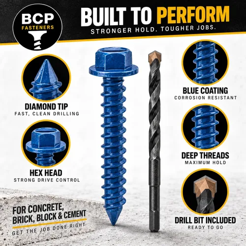 Vista 3 de BCP Fasteners Tornillos para hormigón con punta de diamante de cabeza