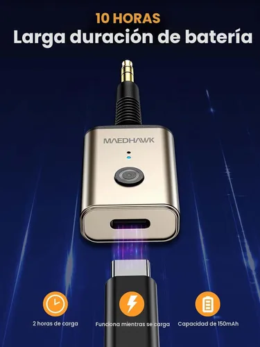 Vista 8 de MaedHawk Receptor de audio auxiliar inalámbrico giratorio Bluetooth 5.3