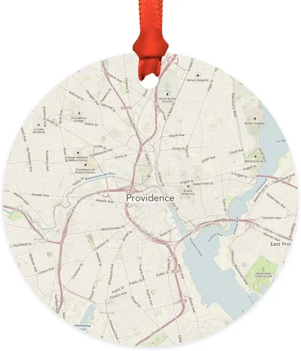 Vista 56 de Andaz Press Mapa de la ciudad de Estados Unidos redondo de madera natural MDF ornamento de Navidad, Akron, Ohio Vintage Mapa, 1 paquete, larga