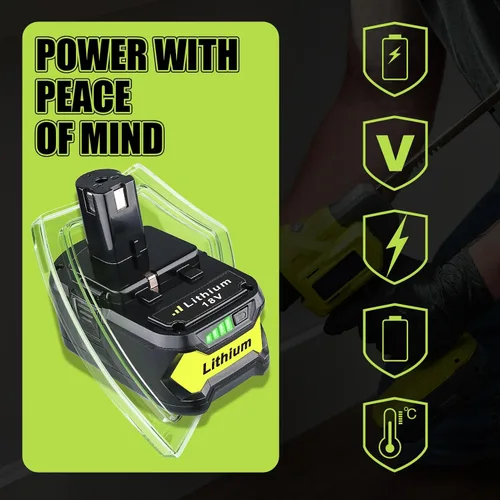 Vista 6 de Paquete de 2 baterías de repuesto de 7.0Ah P108 para Ryobi 18V y cargador Combo P117 compatible con baterías Ryobi P100 P102 P103 P104 P105 P106