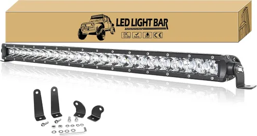 Vista 11 de Willpower Barra de luz LED de 19 pulgadas, 90 W, de una sola fila, foco delgado, luces LED todoterreno, luces de trabajo antiniebla para camiones