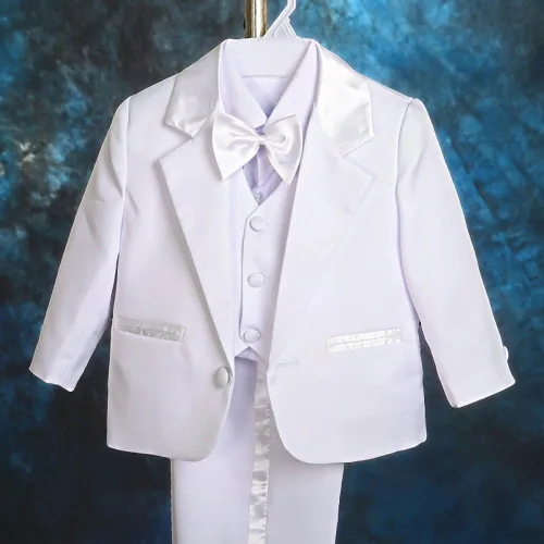 Vista 2 de Lito Angels Trajes formales de esmoquin para bebé, trajes de bautizo de boda, conjunto de 5 piezas sin cola 022