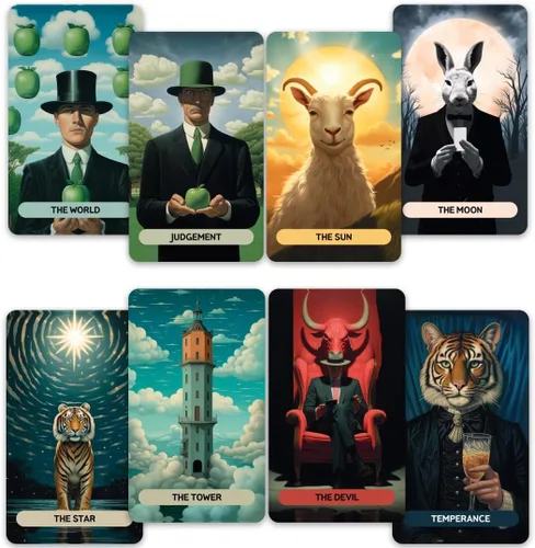 Vista 2 de CRAFTERIAN Majestic Realm Tarot Tarot, baraja de 78 cartas con bordes de aluminio, cartas de tarot originales para principiantes y expertos