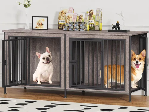 Vista 18 de EasyCom Mueble de jaula para perros para 1 o 2 perros, jaulas resistentes para perros individuales/dobles para perros pequeños, medianos y grandes