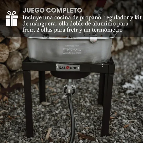 Vista 4 de Gas One Freidora Doble con 2 Canastas Quemadores de Propano para Cocinar al Aire Libre – Olla de Aluminio Resistente de 18Qt Freidora Profunda