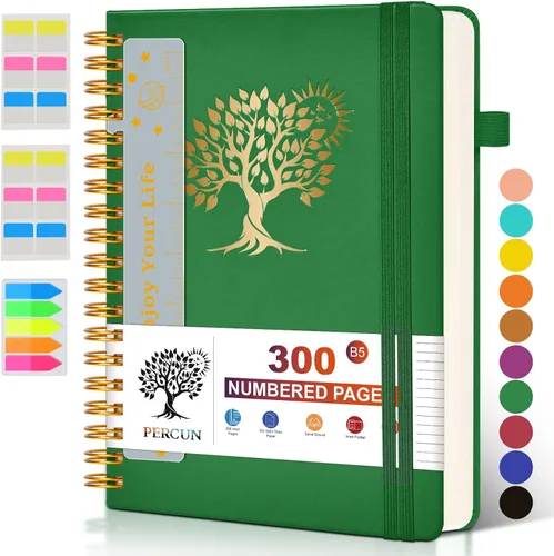 Vista 11 de Cuaderno grande en espiral para mujeres y hombres, 300 páginas rayadas numeradas, con rayas universitarias, cuaderno encuadernado en espiral de tapa