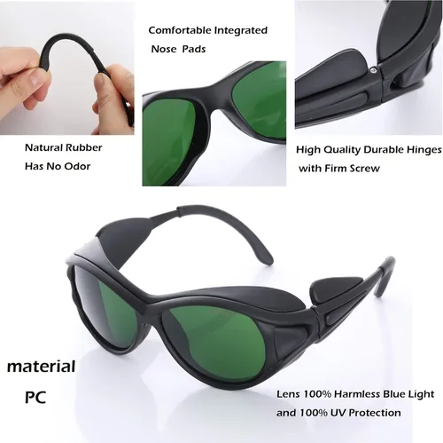 Vista 2 de JILERWEAR Gafas de seguridad láser profesionales para gafas de protección láser violeta/azul/rojo de longitud de onda de 405 nm, 445 nm, 450 nm, 532