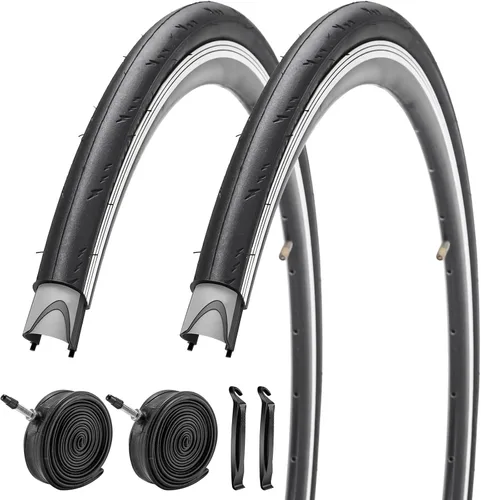 Vista 12 de Paquete de 2 neumáticos de bicicleta de 700 x 23C/25C/28C/35C/38C Plus tubos interiores de bicicleta, válvula Presta de 48mm o válvula Schrader