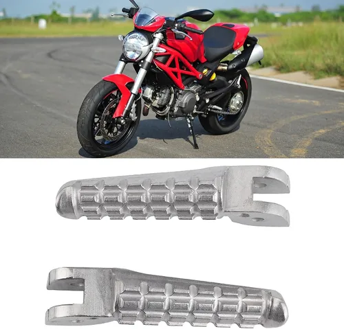 Vista 4 de Aramox Estriberas, Motocicleta Estriberas Traseras Reposapiés Modificado Accesorio Plata Ajuste para 696/796 2009-2013