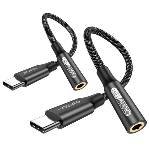 Vista 19 de MOSWAG Adaptador de audio USB tipo C a conector de auriculares hembra de 0.138 in, sonido de alta fidelidad For
