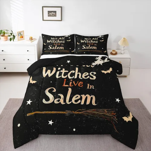 Vista 40 de Feelyou Juego de edredón de calabaza para todas las estaciones, decoración de Halloween, juego de ropa de cama con 1 funda de almohada, microfibra