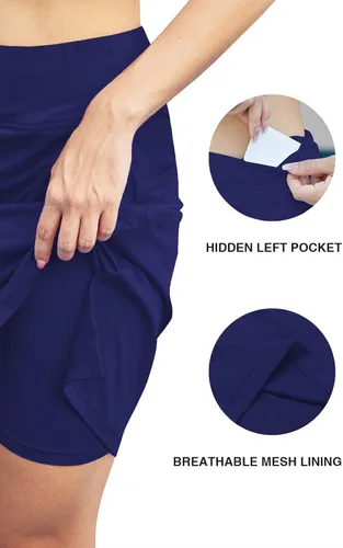 Vista 4 de Hount Falda pantalón de golf de 20 pulgadas de largo hasta la rodilla para mujer, falda de tenis, falda larga atlética casual deportiva con 4