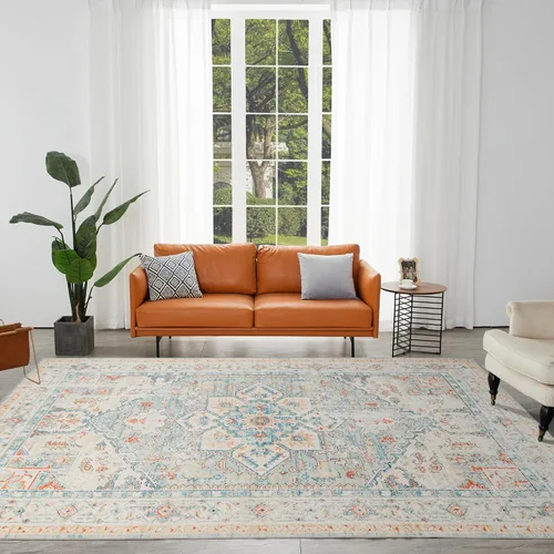 Vista 12 de Auemtyn Alfombra de área de 8 x 10 pies para sala de estar, alfombra lavable con parte trasera antideslizante, alfombra de pelo bajo para gris