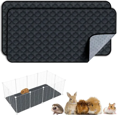 Vista 42 de FunFurry Forro lavable para jaula de conejillo de indias, paquete de 4 almohadillas reutilizables y lavables, ropa de cama impermeable para Azul