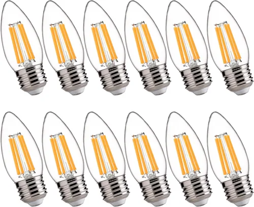 Vista 30 de FLSNT Bombillas LED de Araña Equivalentes a 40W, Bombillas LED Ámbar Regulables B11 E26 Base de Candelabro, 2200K Blanco Cálido, 330LM, Paquete de 6