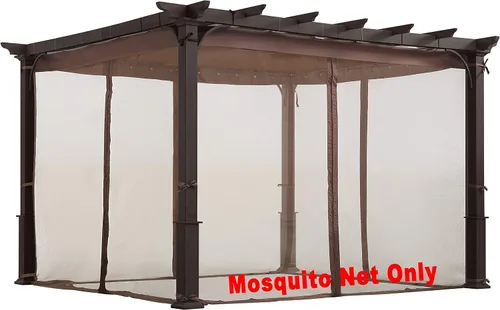Vista 10 de Mosquitera de repuesto para pérgola de techo plano, malla para insectos (8 pies x 10 pies, marrón)