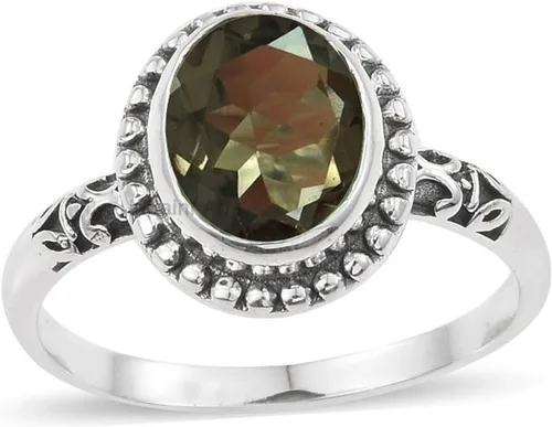 Vista 17 de Anillo de plata de ley 925 para mujer, anillo único de gema ovalada hecho a mano