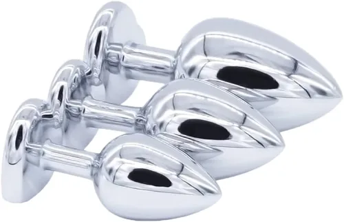 Vista 6 de Kit de entrenamiento anal tapón anal con diferentes tamaños, 3 piezas, juguetes sexuales anales con base de joyería en forma de corazón