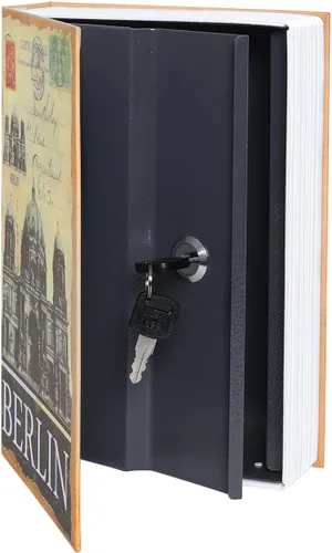 Vista 2 de Decaller Caja fuerte para libros con cerradura de llave, caja secreta de metal oculta para seguridad del hogar, dinero y joyas, 9.5 x 6.2 x 2.2