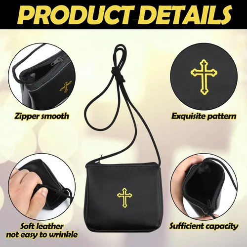 Vista 3 de Funda de cuero para Pyx, estuche de Pyx católico con correa para comunión, sacerdotes anfitriones, diáconos, regalos