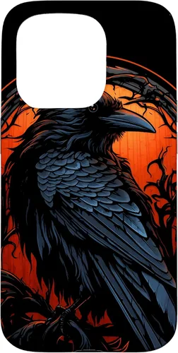 Vista 14 de Funda estética oscura para iPhone 17, diseño de cuervo gótico, diseño de pájaro de cuervo y pájaro oculto