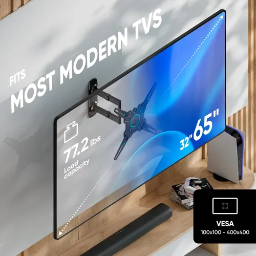 Vista 2 de ONKRON Soporte de pared para TV de movimiento completo 32-65", 77.2 libras