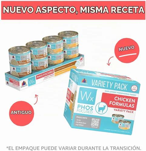 Vista 2 de Weruva Wx Phos Focused, paquete variado de fórmulas de pollo, lata de 3 onzas (paquete de 12)
