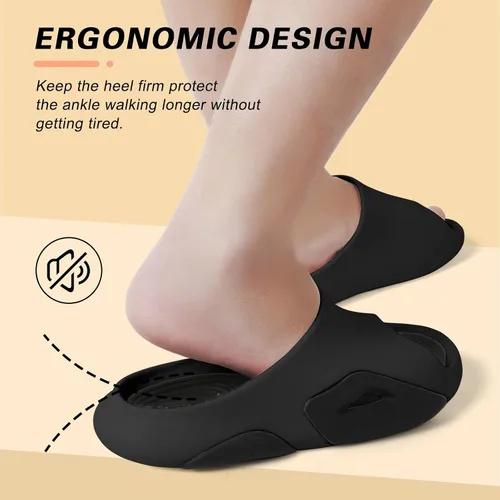 Vista 4 de Besroad Pantuflas de recuperación para hombre y mujer, sandalias de recuperación con soporte de arco, antideslizantes, cojín grueso, reduce