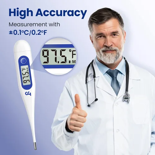 Vista 4 de Termómetro Femometer para adultos y niños, termómetro digital con alerta de fiebre, recuperación de memoria, C/F intercambiable, para uso oral