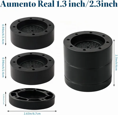 Vista 2 de Elevadores de cama ajustables para muebles, elevadores resistentes, altura de 2 pulgadas
