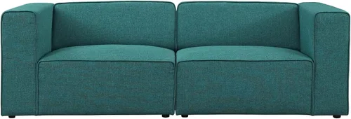 Vista 5 de Modway Mingle - Juego de sofá modular moderno y contemporáneo de 2 piezas, color verde azulado
