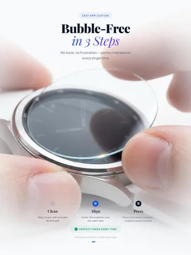Vista 6 de Protector de pantalla para Samsung Galaxy Watch 4 Classic de 1.654 pulgadas. 【1.654 pulgadas es tamaño de la esfera, no es protector