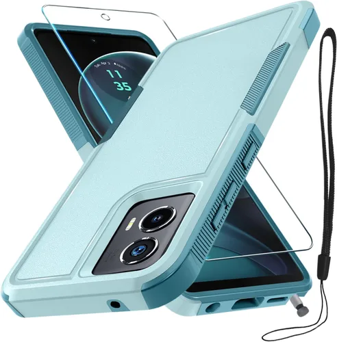 Vista 31 de Funda compatible con Moto G 5G 2024, cuerpo completo, resistente, resistente, a prueba de golpes, con correa de cordón, protector de pantalla
