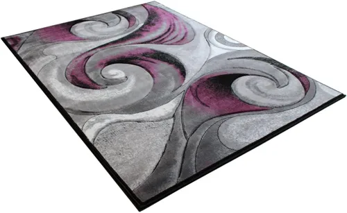 Vista 3 de Masada Rugs, Alfombra tejida moderna, morada, tallada a mano (8 pies x 10 pies, morado)