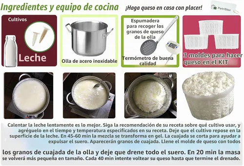 Vista 5 de PetriStor Molde de queso suave para queso, 3 piezas, 1.25 cuartos de galón, molde de queso mediano, suministros caseros para hacer queso, molde