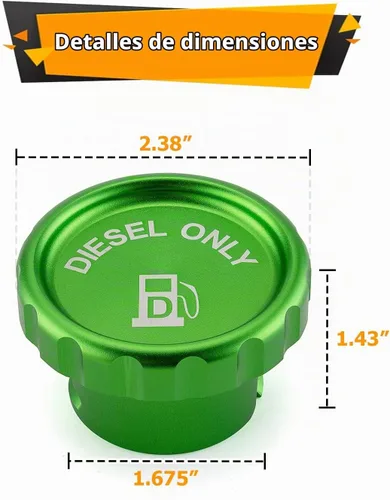 Vista 2 de WeiSen Tapa de combustible diésel de aluminio compatible con Dodge Ram 1500 2500 3500 verde magnético 2019-2024