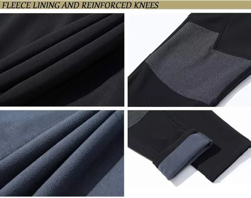 Vista 6 de TACVASEN pantalones de senderismo para hombre, con forro polar, reforzados en las rodillas, ligeros, para esquí y snowboard, sin cinturón