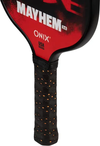 Vista 11 de Onix Mayhem Patented ThermoFused Technology Carbon Fiber Power Frame Polypropylene Honeycomb Core Performance Power and Control Pickleball Paddle