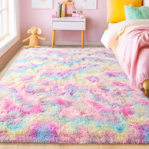 Vista 50 de Foxmas Alfombras de Área Suaves y Esponjosas para Dormitorio, Habitación de los Niños, Alfombra de Guardería de Felpa Peluda, Alfombras Peludas