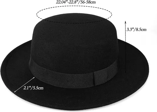 Vista 4 de Sombrero de fieltro de ala ancha para mujer, sombrero clásico para tartas de cerdo