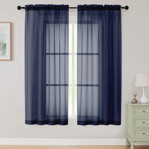 Vista 85 de 2 paneles de cortinas traslúcidas blancas para dormitorio, sala de estar, 96 pulgadas de largo, modernas, suaves, ligeras, con bolsillo para barra
