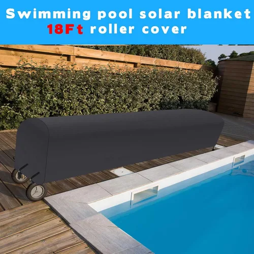 Vista 7 de Woanger Carrete solar para piscina de servicio pesado, cubierta enrollable para piscina, resistente al agua y a los rayos UV (18 pies, negro)