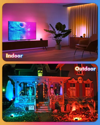 Vista 8 de MEIKEE 60W 6000LM luces de inundación RGBW, focos LED de cambio de color RGB equivalentes a 600W, luz blanca de 6500K para iluminación exterior
