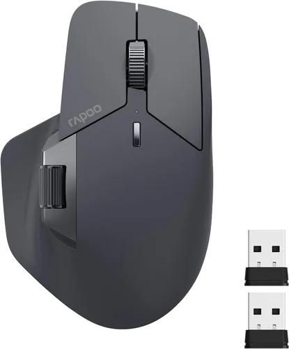 Vista 11 de Rapoo MT760Mini Ratón Inalámbrico Bluetooth - Bluetooth 5.0 y 2.4GHz Conexión Multi-Modo, Compatible con 4 Dispositivos, Tecnología M+ Cross Gris
