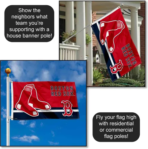 Vista 3 de WinCraft Bandera de Boston Red Sox Logo Insignia de 3 x 5 pies con ojales